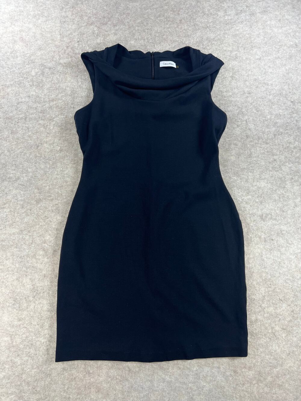 Calvin Klein Sleeveless Cowl Neck Sheath Dress Black Women's Size 8